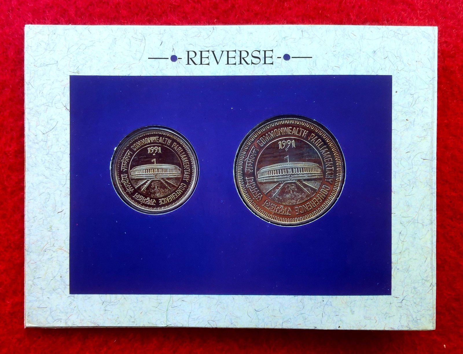 1991 – 37th Commonwealth Parliamentary Conference UNC 2 Coins Set (Rs.10, Rs.5) Bombay Mint - Image 3