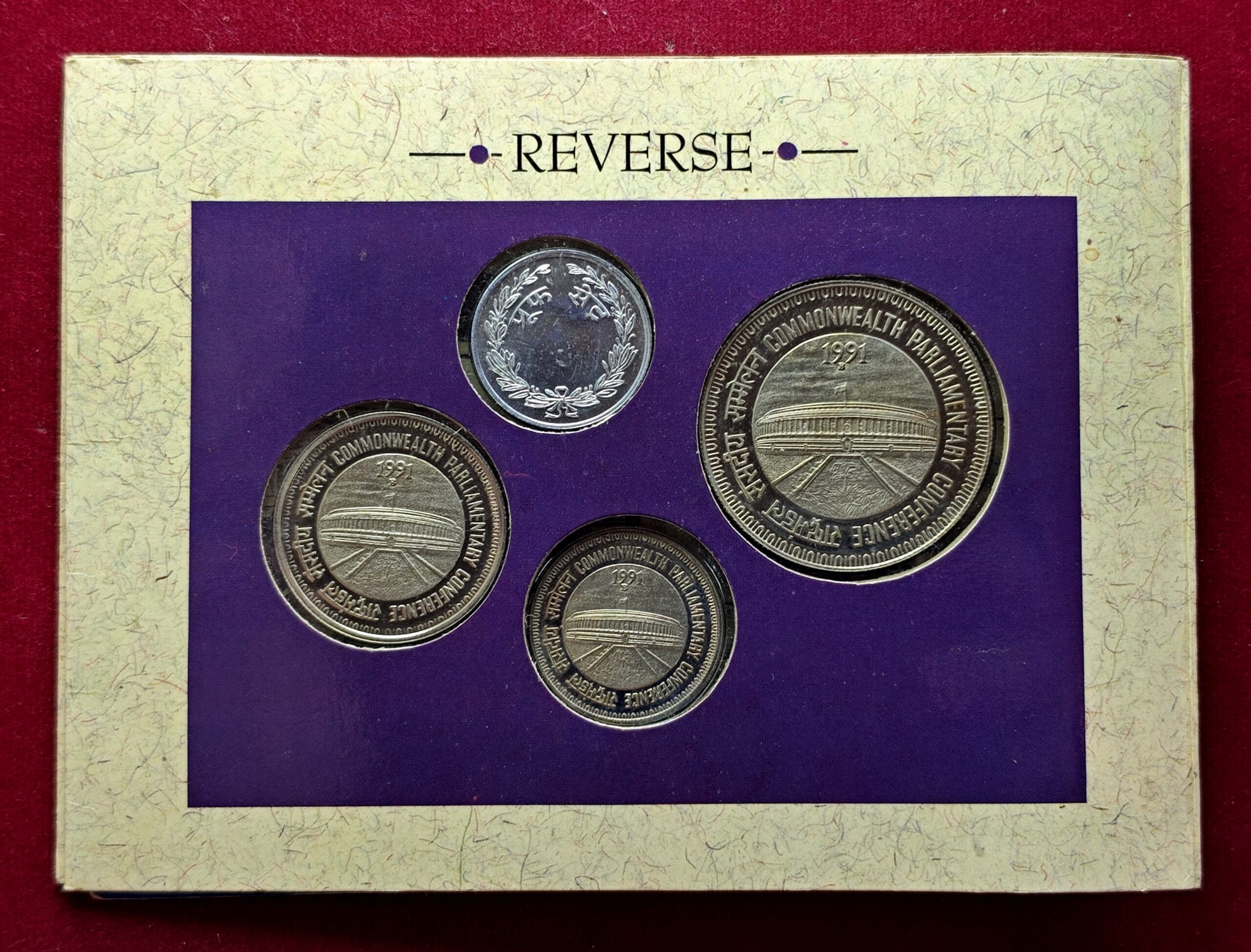 1991 – 37th Commonwealth Parliamentary Conference (Bombay) Proof 3 Coins Set (Rs.10, Rs.5, Re.1) - Image 3