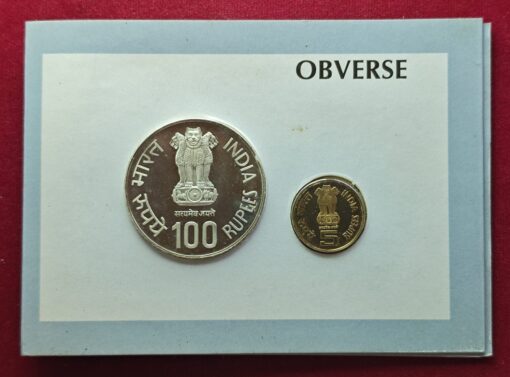 2009 – Saint Alphonsa (Mumbai) Proof 2 Coins Set (Rs.100, Rs.5) - Image 2
