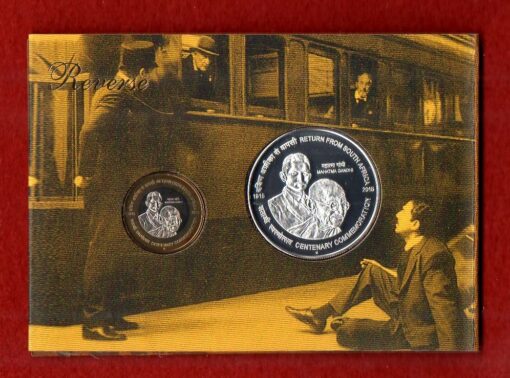 2015 - Mahatma Gandhi's Return from South Africa (Mumbai) Proof 2 Coins Set (Rs.100, Rs.10) - Image 3